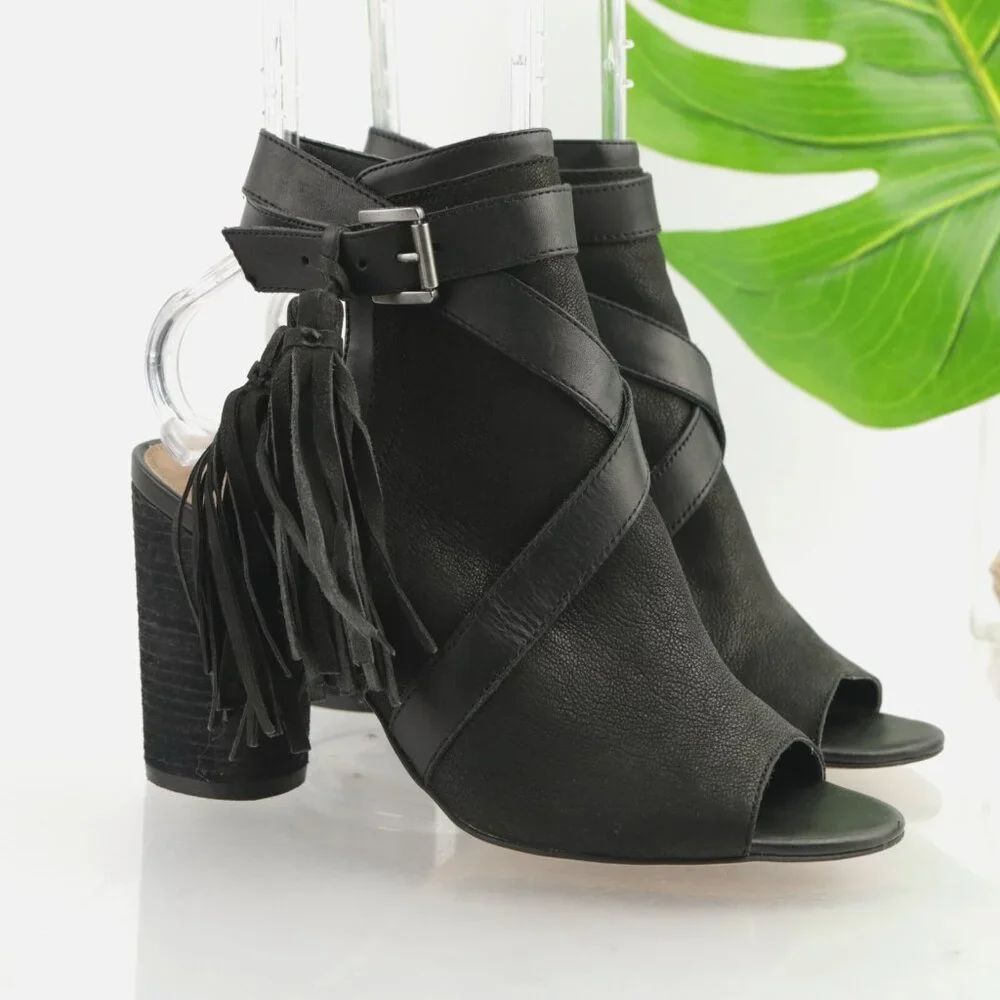 Sam Edelman Womens Vermont Sandal Size 7.5 Black Leather Ankle Strap Round Heels